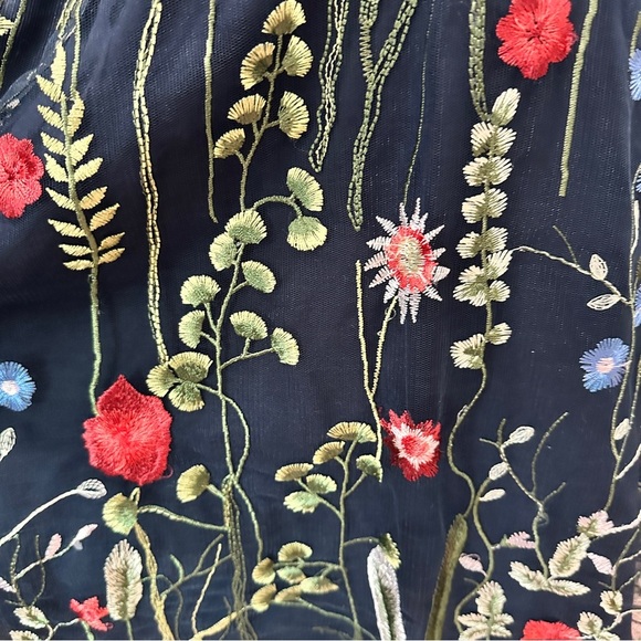 City Studio 16W Navy Mesh Floral Embroidered Fit & Flare Dress - Picture 3 of 16